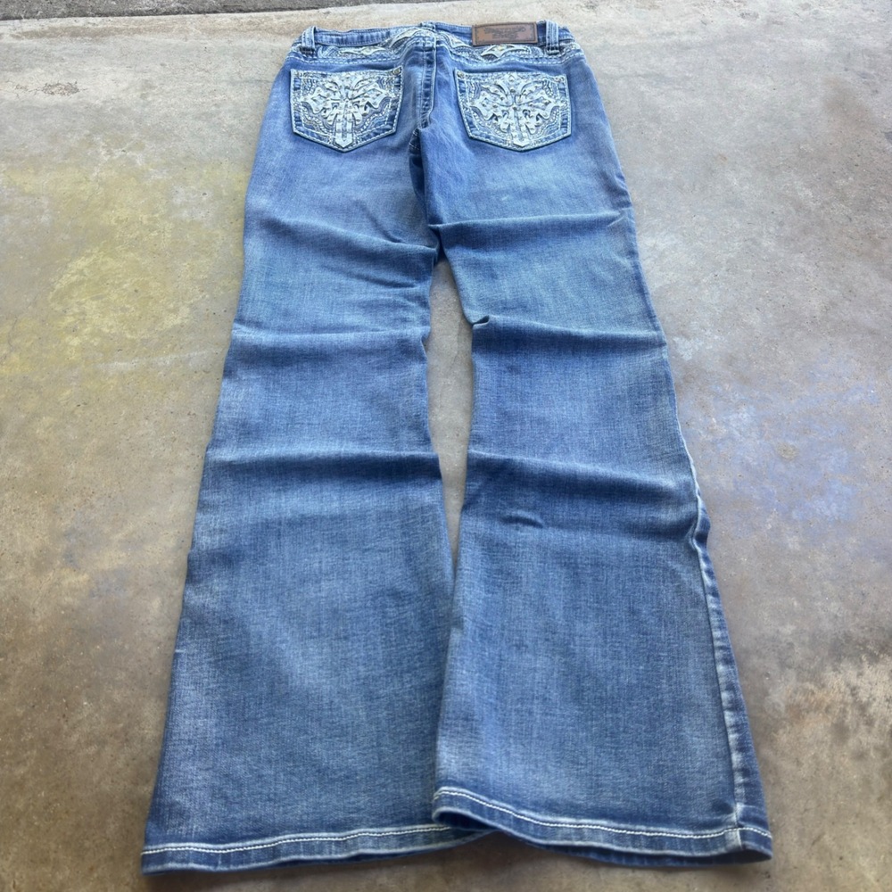 Vintage Y2K Westfield Eagle Bootcut Flare Cross Embroidered Jeans Blue 9 (j3)